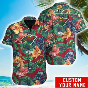 Personalized NHL Minnesota Wild Tropical Floral Hawaiian Shirt Product Photo 1
