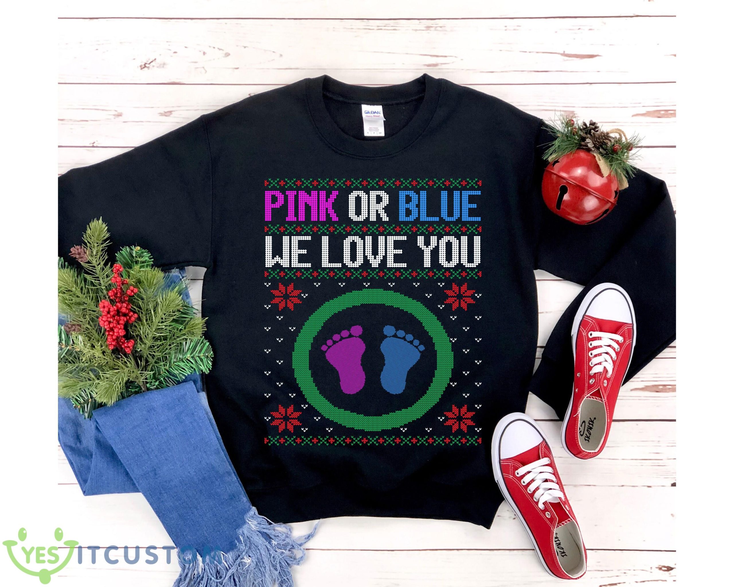 Pink Or Blue We Love You Gender Reveal Christmas Sweatshirt Men And Women Gift Christmas 6 Pink Or Blue We Love You Gender Reveal Christmas Sweatshirt Men And Women Gift Christmas - Pink Or Blue We Love You Gender Reveal Christmas Sweatshirt, Baby Girl or Boy Reveal Shirt for Grandma Grandpa, Unisex Sweatshirt_1