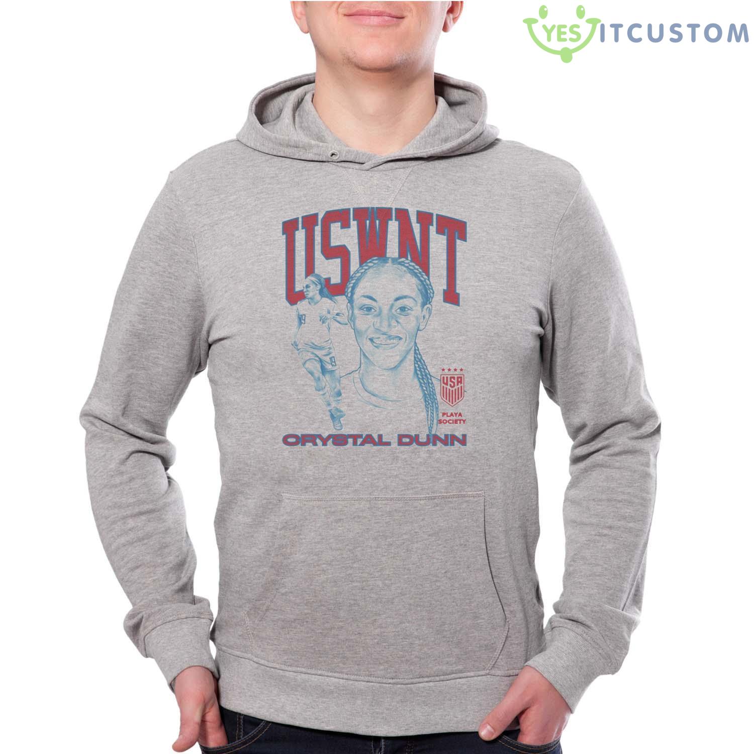 Playa Society Uswnt Crystal Dunn T-Shirt 2 Playa Society Uswnt Crystal Dunn T-Shirt - Grey Unisex Hoodie