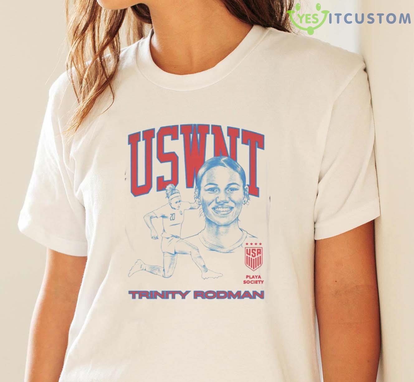 Playa Society Uswnt Trinity Rodman T-Shirt 15 Playa Society Uswnt Trinity Rodman T-Shirt - White Ladies T-Shirt