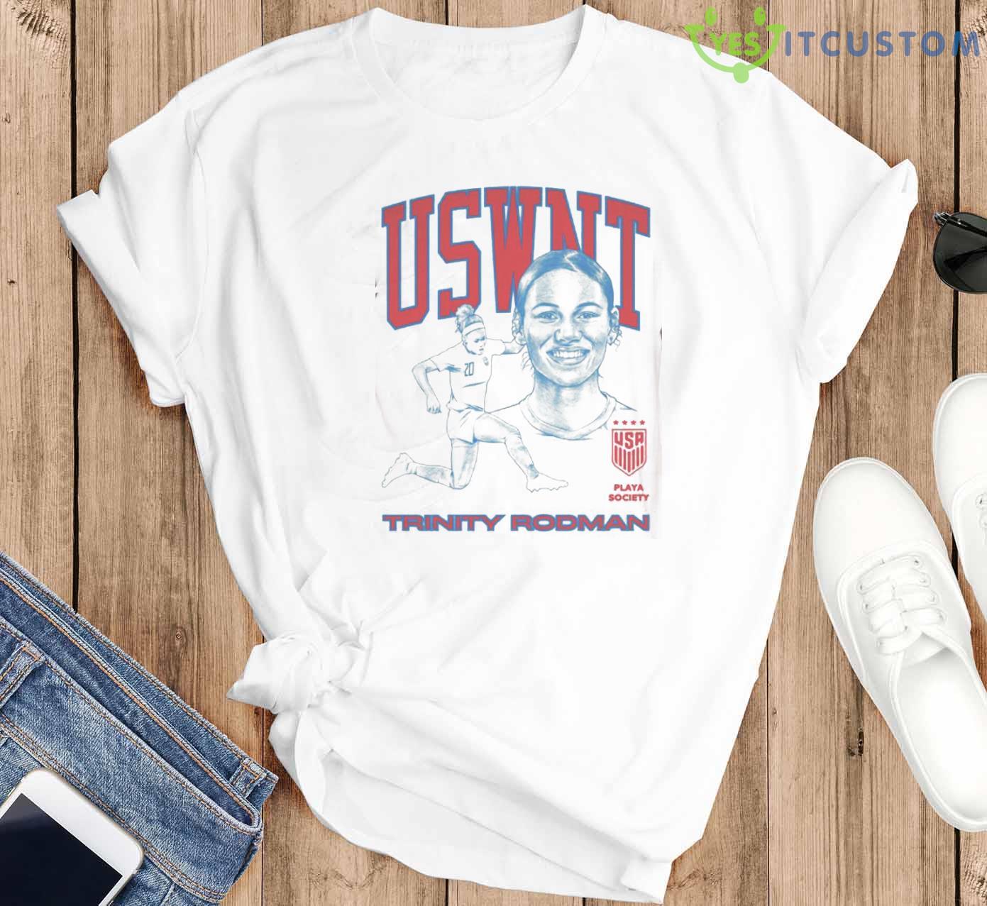 Playa Society Uswnt Trinity Rodman T-Shirt 6 Playa Society Uswnt Trinity Rodman T-Shirt - White T-Shirt G500