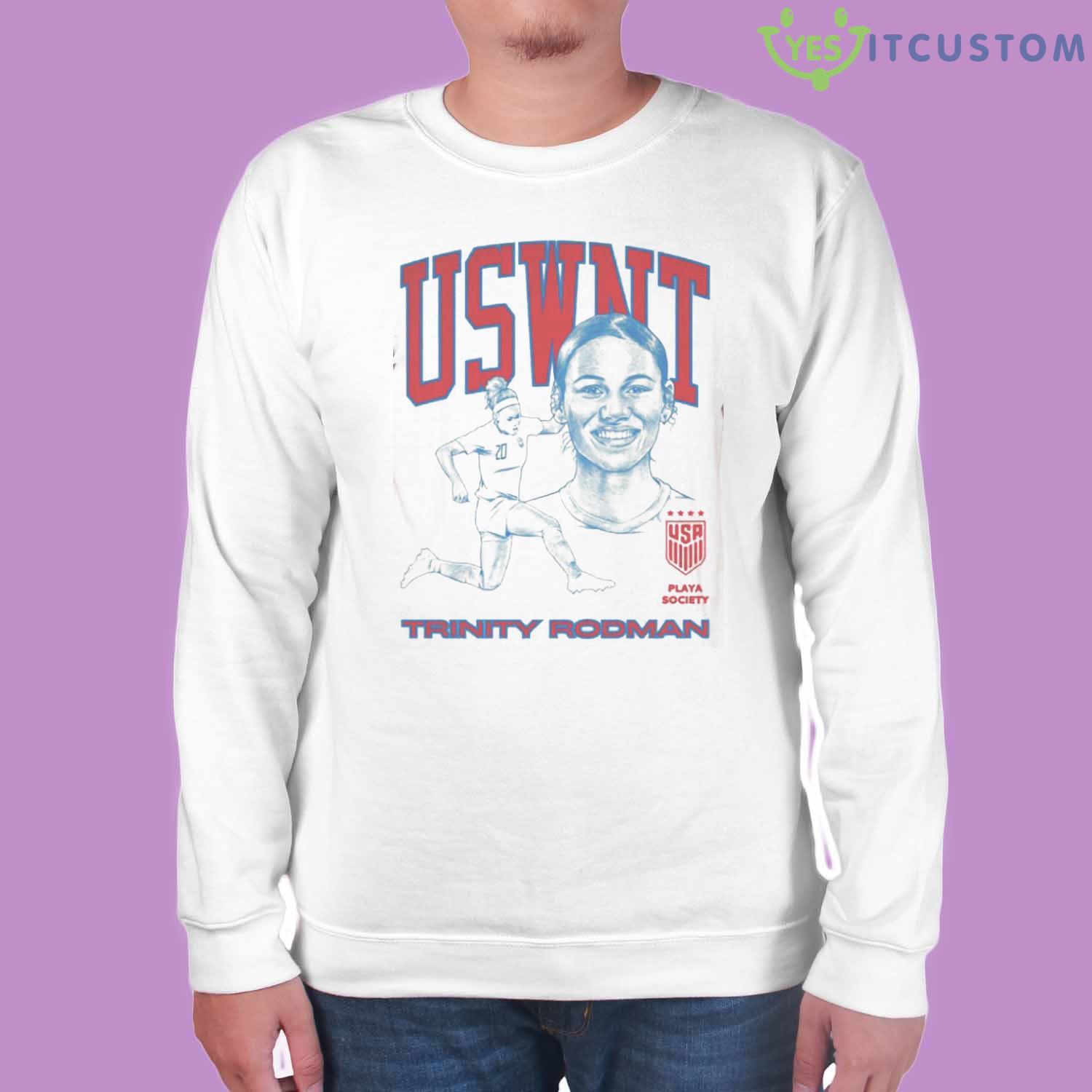 Playa Society Uswnt Trinity Rodman T-Shirt 7 Playa Society Uswnt Trinity Rodman T-Shirt - White Unisex Sweatshirt