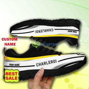 Pro League Shoes R Charleroi SC Custom Name Big Logo Black White Sneakers For Fans - R. Charleroi S.C Sneakers_11