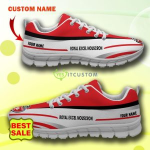 Pro League Shoes Royal Excel Mouscron Custom Name Big Logo Black White Sneakers For Fans - Royal Excel Mouscron Sneakers_1