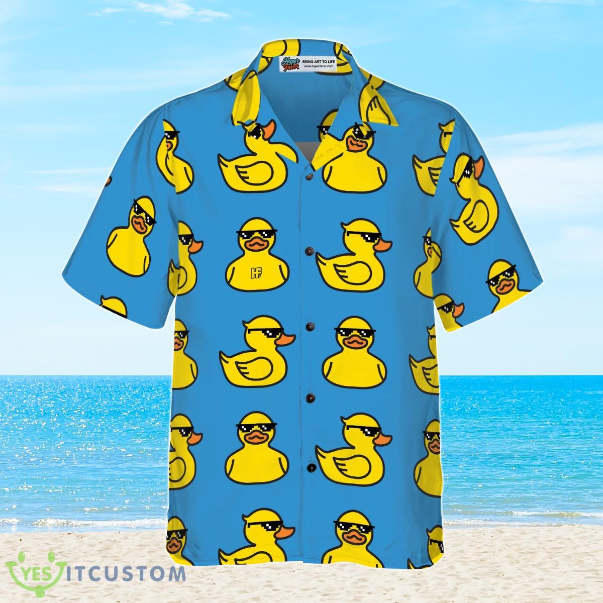 Rubber Yellow Duck Blue Water Toy Duck With Sunglasses Hawaiian Shirt Best Gift For Men And Women 3 Rubber Yellow Duck Blue Water Toy Duck With Sunglasses Hawaiian Shirt Best Gift For Men And Women Product Photo 3
