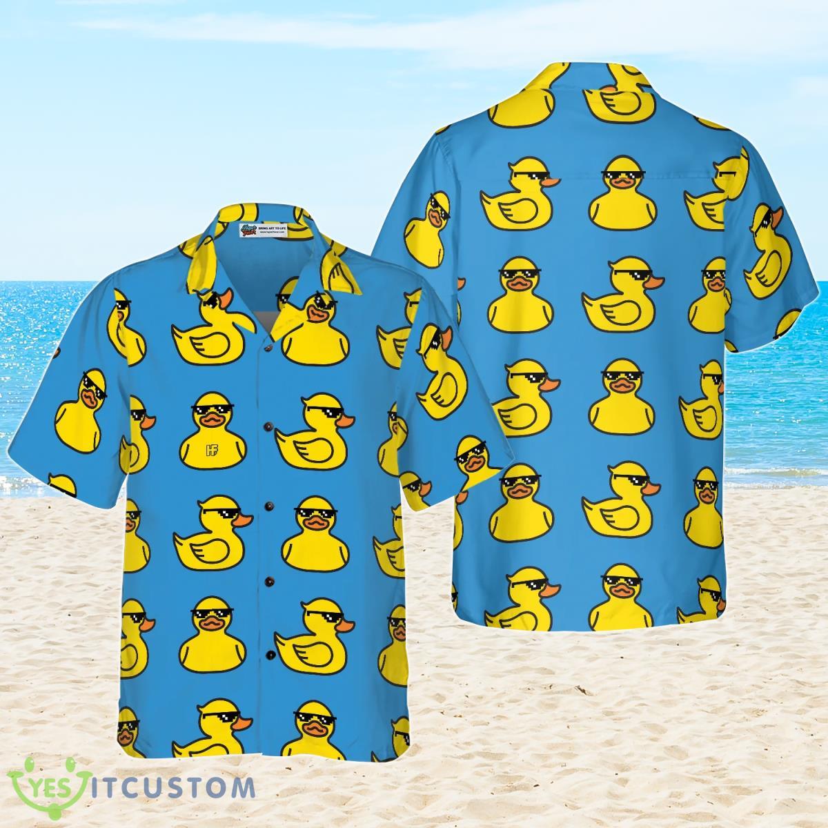 Rubber Yellow Duck Blue Water Toy Duck With Sunglasses Hawaiian Shirt Best Gift For Men And Women 6 Rubber Yellow Duck Blue Water Toy Duck With Sunglasses Hawaiian Shirt Best Gift For Men And Women Product Photo 1