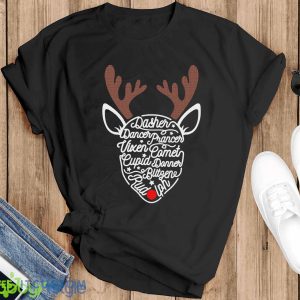 Santa's Reindeers Sweatshirt Reindeer Names Sweatshirt Christmas Reindeer Sweatshirt Family Christmas Sweater Christmas GiftHoliday Tee - Black T-Shirt