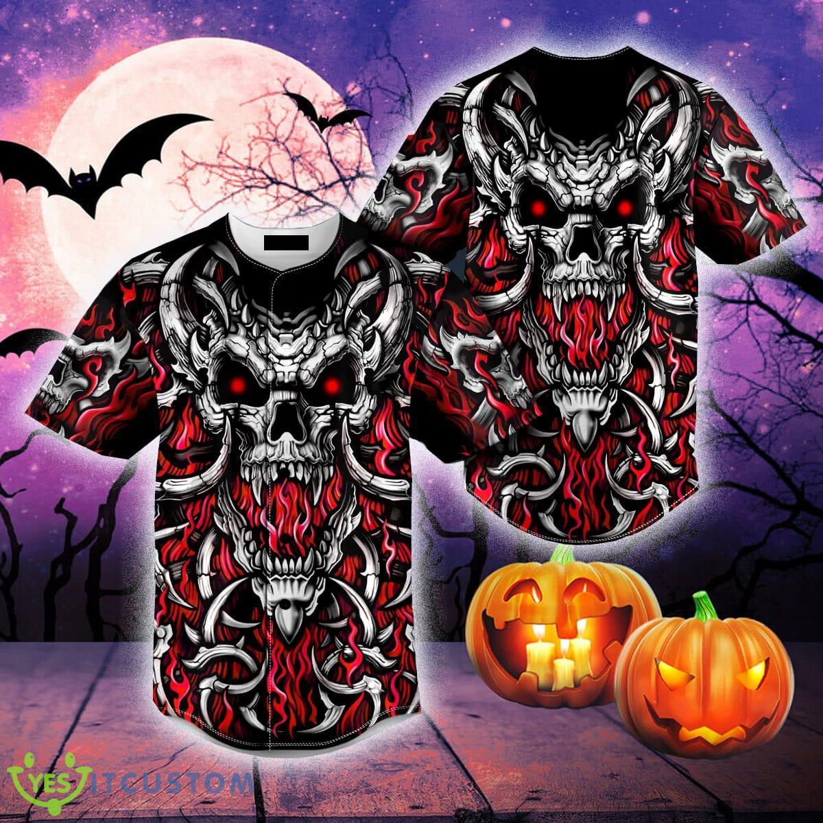 Satan Baphomet Skull Baseball Jersey For Men And Women Gift Halloween - Satan Baphomet Skull Baseball Jersey_1