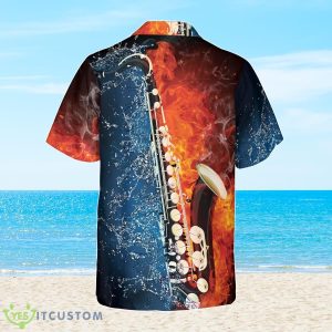 Saxophone With Water And Flame Hawaiian Shirt Best Gift For Men And Women Product Photo 2