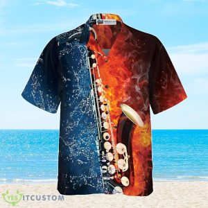Saxophone With Water And Flame Hawaiian Shirt Best Gift For Men And Women Product Photo 3