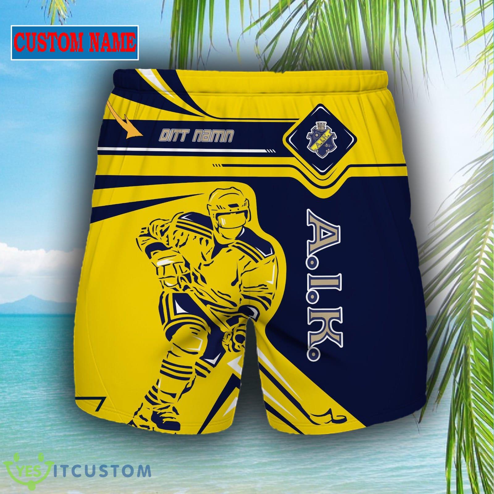 SHL Custom Name AIK IF Logo Combo Hawaiian Shirt And Short For Fans 5 SHL Custom Name AIK IF Logo Combo Hawaiian Shirt And Short For Fans - AIK IF Short