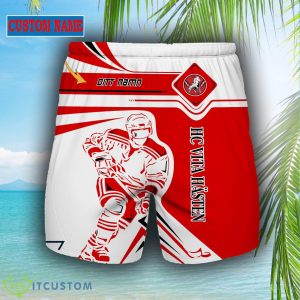 SHL Custom Name HC Vita Hästen Logo Combo Hawaiian Shirt And Short For Fans - HC Vita Hästen Short