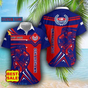 SHL Custom Name IK Oskarshamn Logo Combo Hawaiian Shirt And Short For Fans - IK Oskarshamn Hawaiian