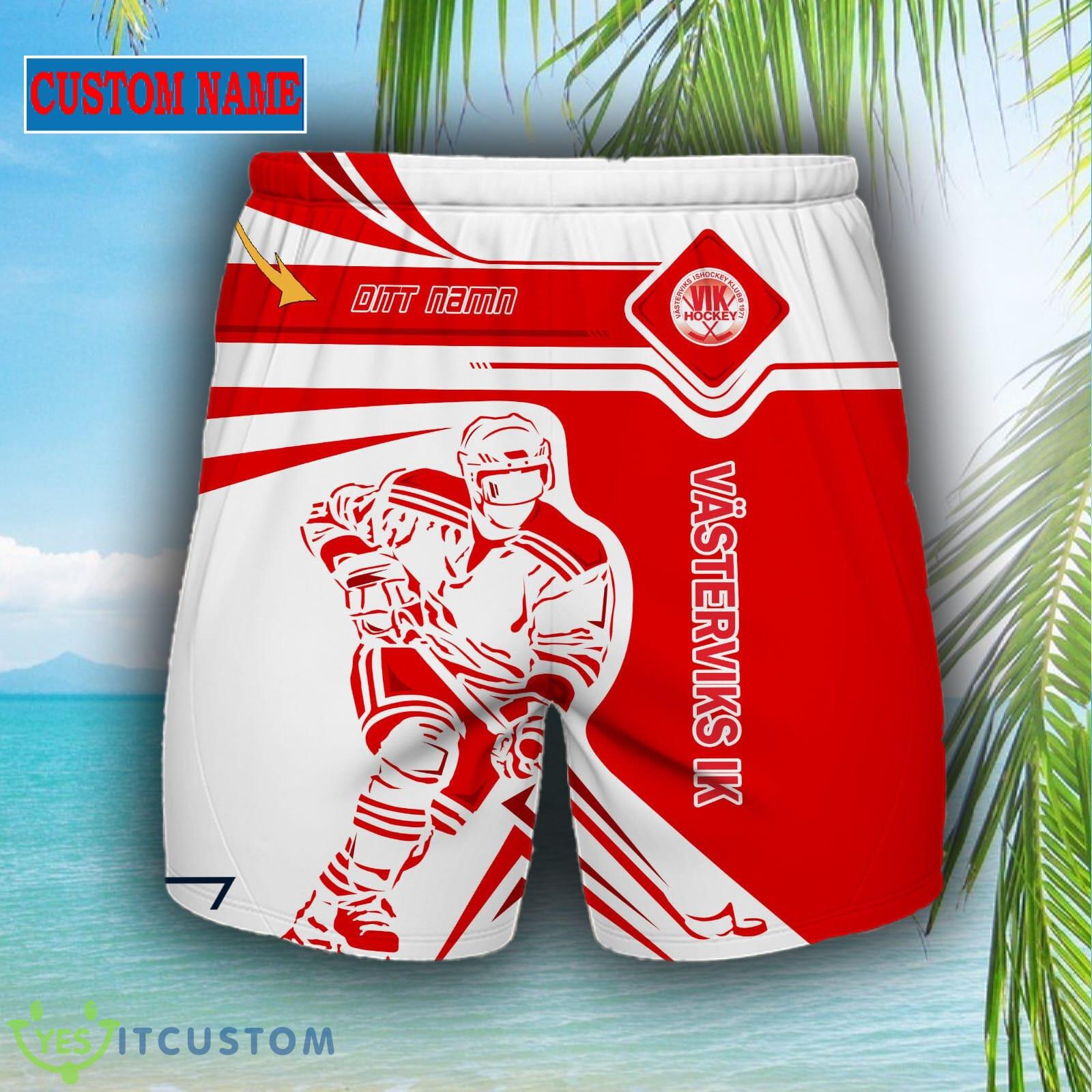SHL Custom Name Västerviks IK Logo Combo Hawaiian Shirt And Short For Fans 5 SHL Custom Name Västerviks IK Logo Combo Hawaiian Shirt And Short For Fans - Västerviks IK Short