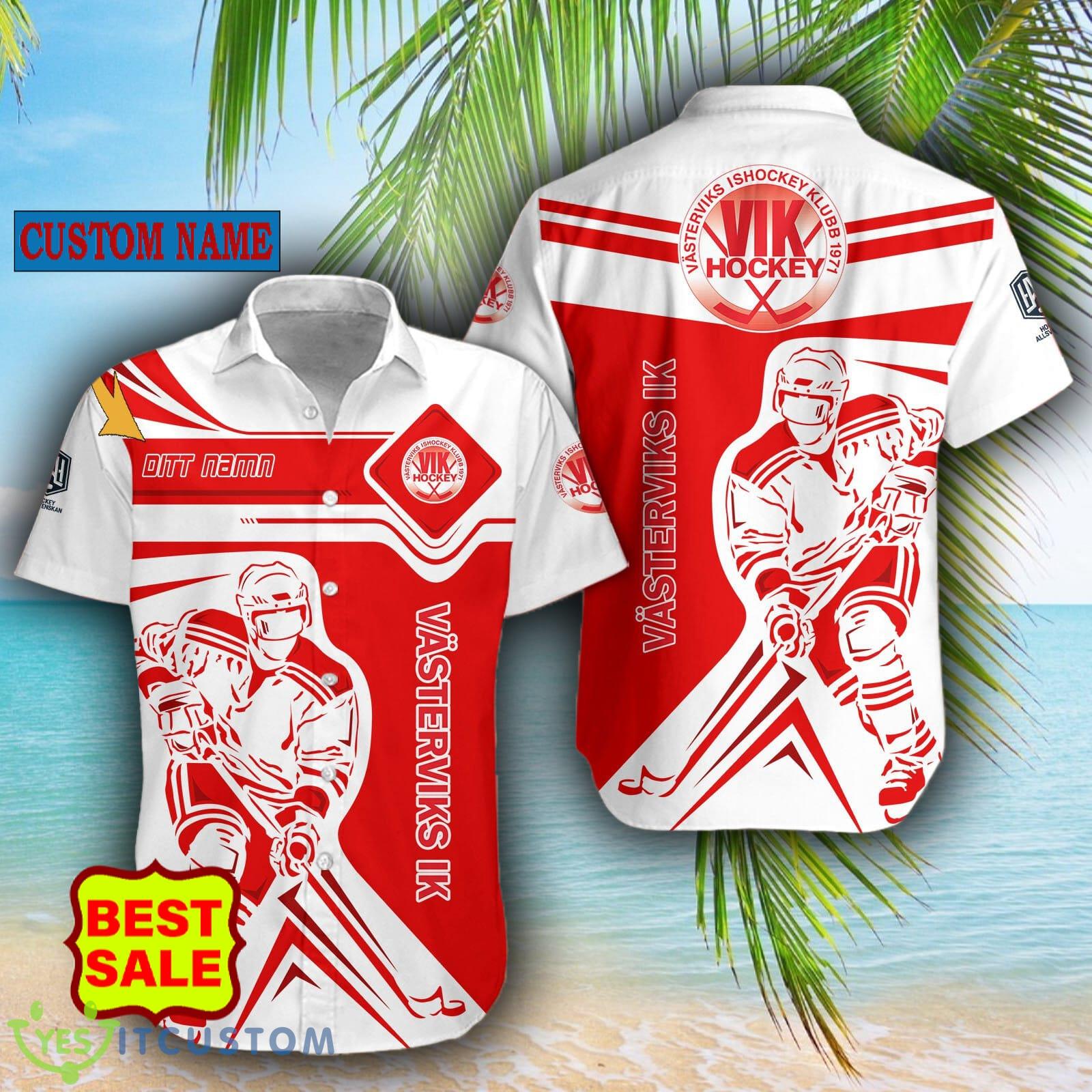 SHL Custom Name Västerviks IK Logo Combo Hawaiian Shirt And Short For Fans 4 SHL Custom Name Västerviks IK Logo Combo Hawaiian Shirt And Short For Fans - Västerviks IK Hawaiian