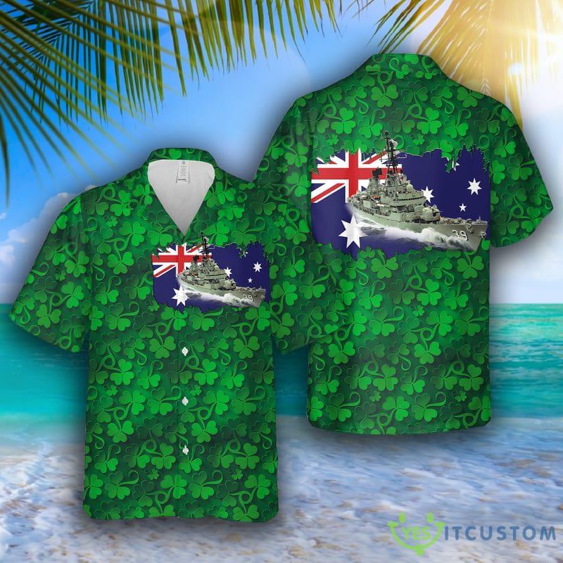St. Patrick's Day, Royal Australian Navy HMAS Hobart (D 39) Hawaiian Shirt 2 st patricks day royal australian navy hmas hobart d 39 hawaiian shirt