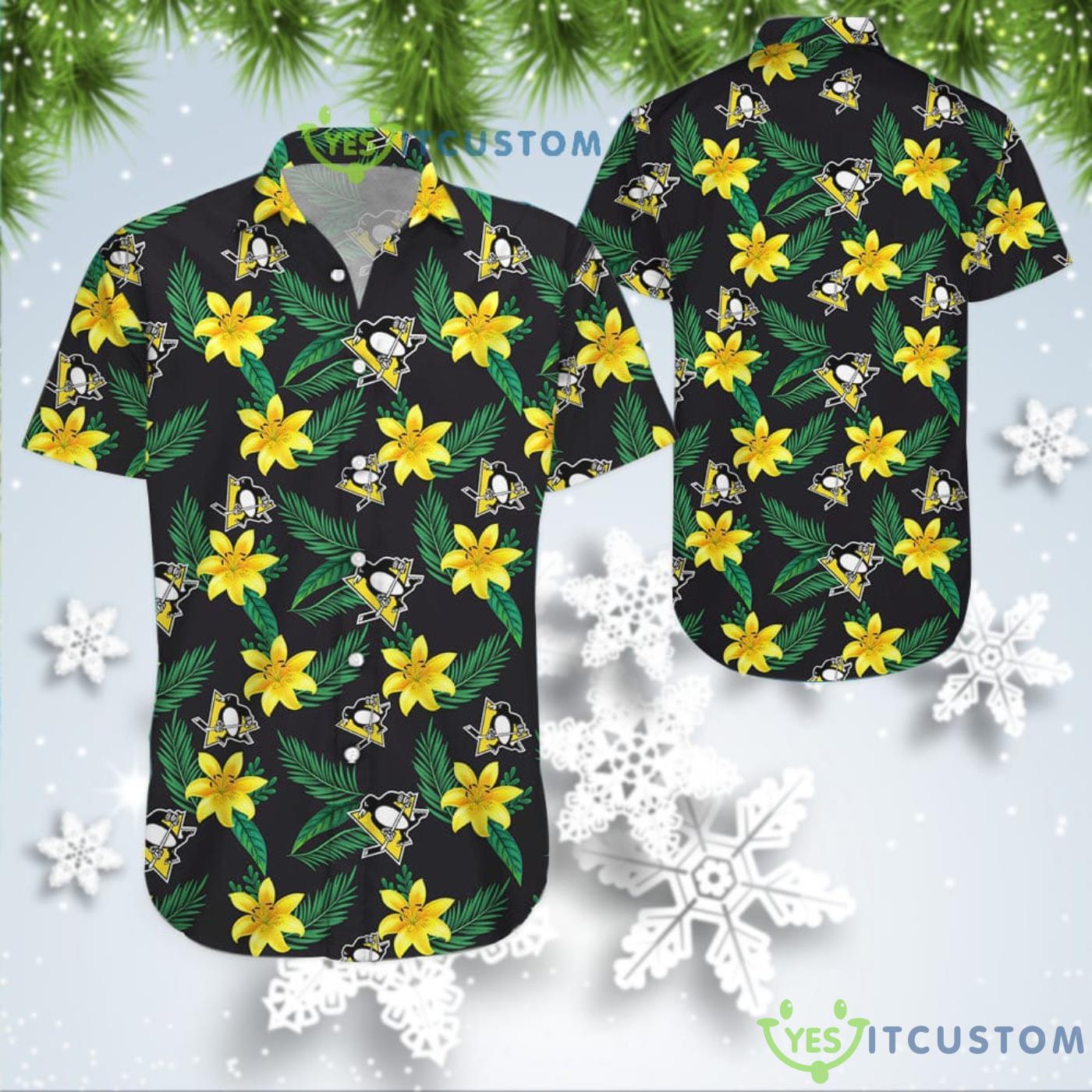 Summer Gift Pittsburgh Penguins Yellowe Flower Aloha 3D Hawaiian Shirt 2 Summer Gift Pittsburgh Penguins Yellowe Flower Aloha 3D Hawaiian Shirt Product Photo 1