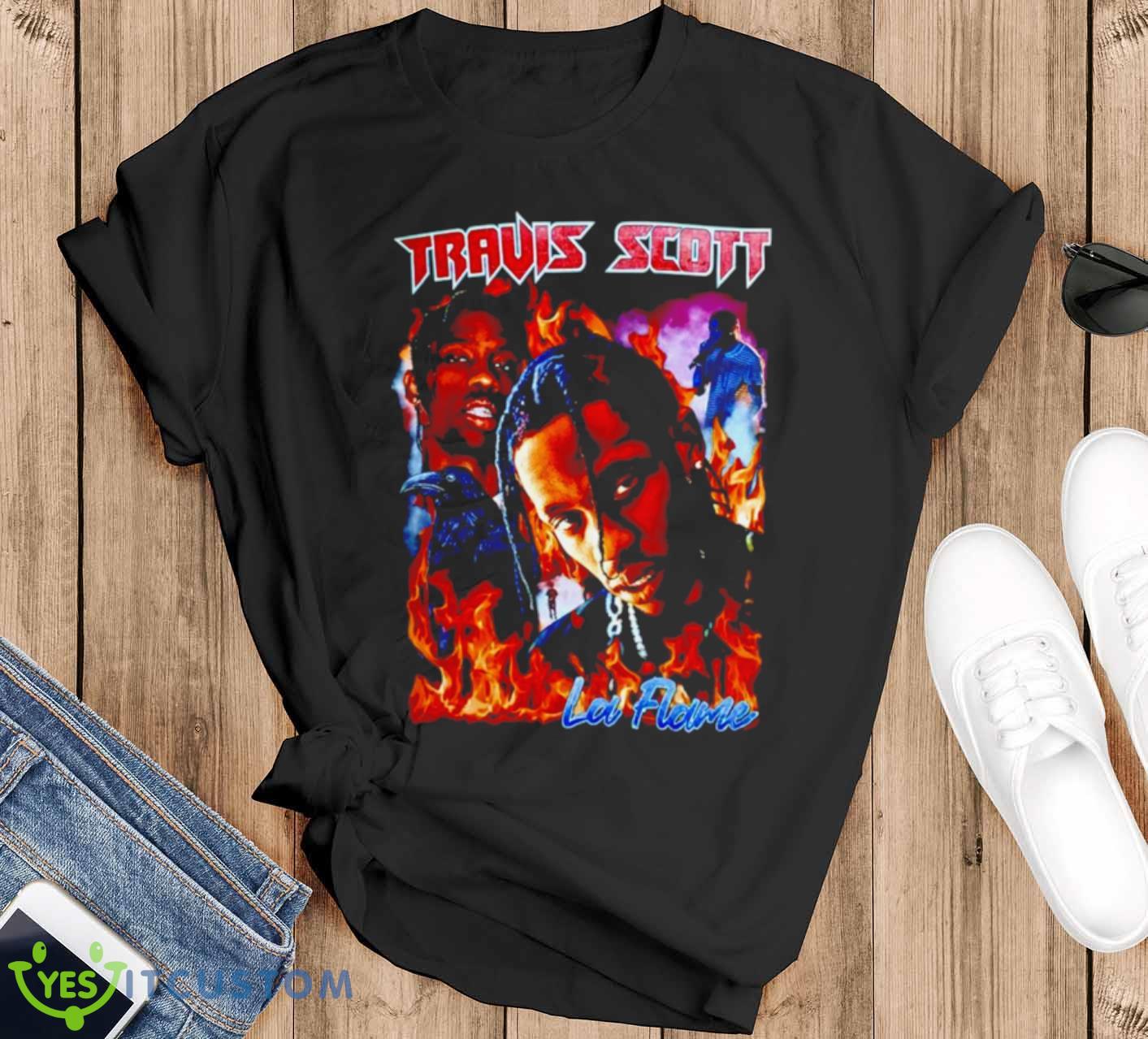 Travis Scott La Flame shirt 12 Travis Scott La Flame shirt - Black T-Shirt