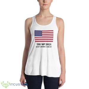 Trump 2024 Keep America Great! Funny White T Shirt - 8800 Women's Flowy Racerback Tank