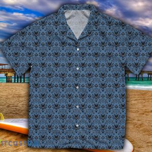 Vintage The Haunted Mansion Blue an Disneyland Family Hawaiian Shirt Gift - Vintage The Haunted Mansion Pattern Hawaiian Shirt Disneyland Family Summer Trip Mickey's Not So Scary Party Disney Halloween Gift_6