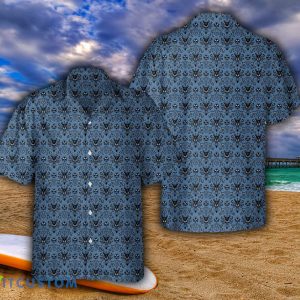 Vintage The Haunted Mansion Blue an Disneyland Family Hawaiian Shirt Gift - Vintage The Haunted Mansion Pattern Hawaiian Shirt Disneyland Family Summer Trip Mickey's Not So Scary Party Disney Halloween Gift_5