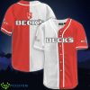 White And Red Split Beck’s Beer Baseball Jersey Shirt Product Photo 1