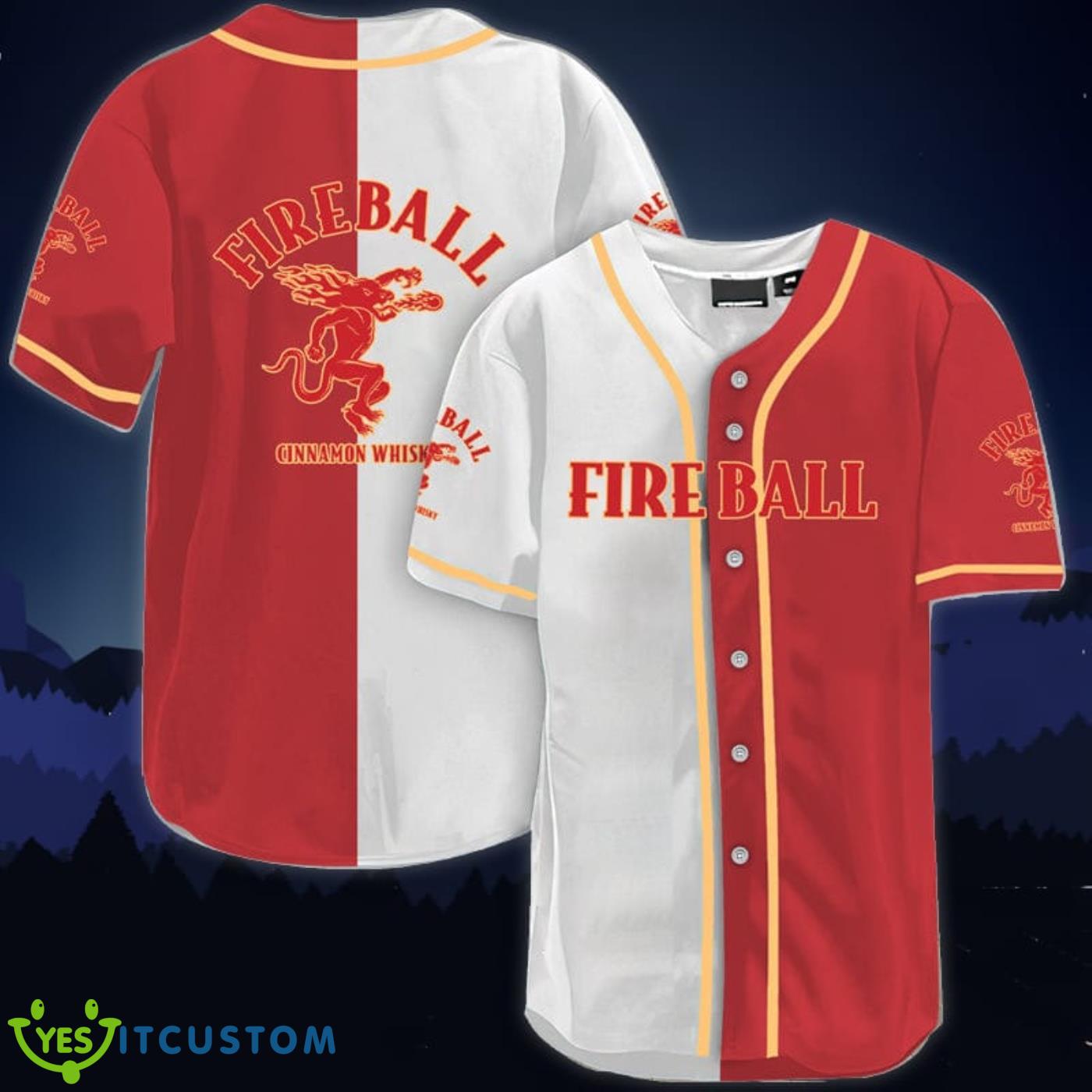 White And Red Split Fireball Whisky Baseball Jersey Shirt 3 White And Red Split Fireball Whisky Baseball Jersey Shirt Product Photo 1