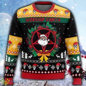 Worship Santa Ugly Christmas 3D Sweater For Men And Women Gift Christmas - Worship Santa Ugly Christmas Sweater_1