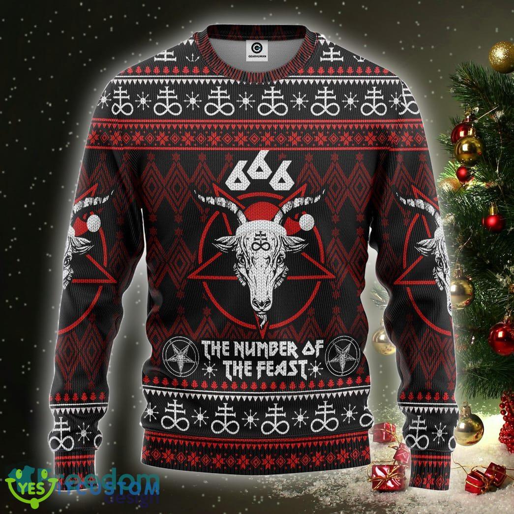 666 The Number Of The Feast SweaApparel Ugly Christmas Sweater - 666 The Number Of The Feast SweaApparel Ugly Christmas Sweater Gift For Men Women_2