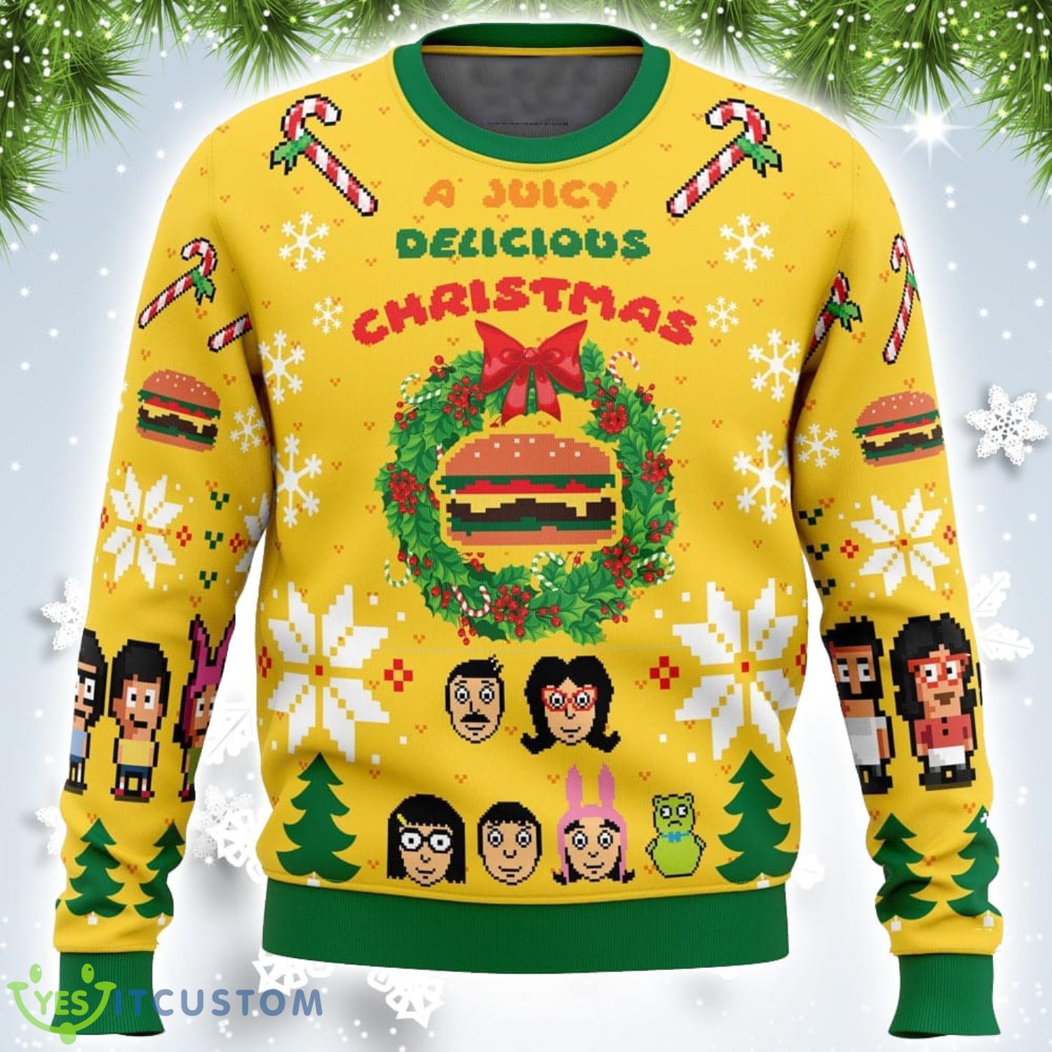 A Juicy Delicious Christmas Bob’s Burgers Xmas Ugly Christmas Sweater Christmas Gift For Men And Women Product Photo 1