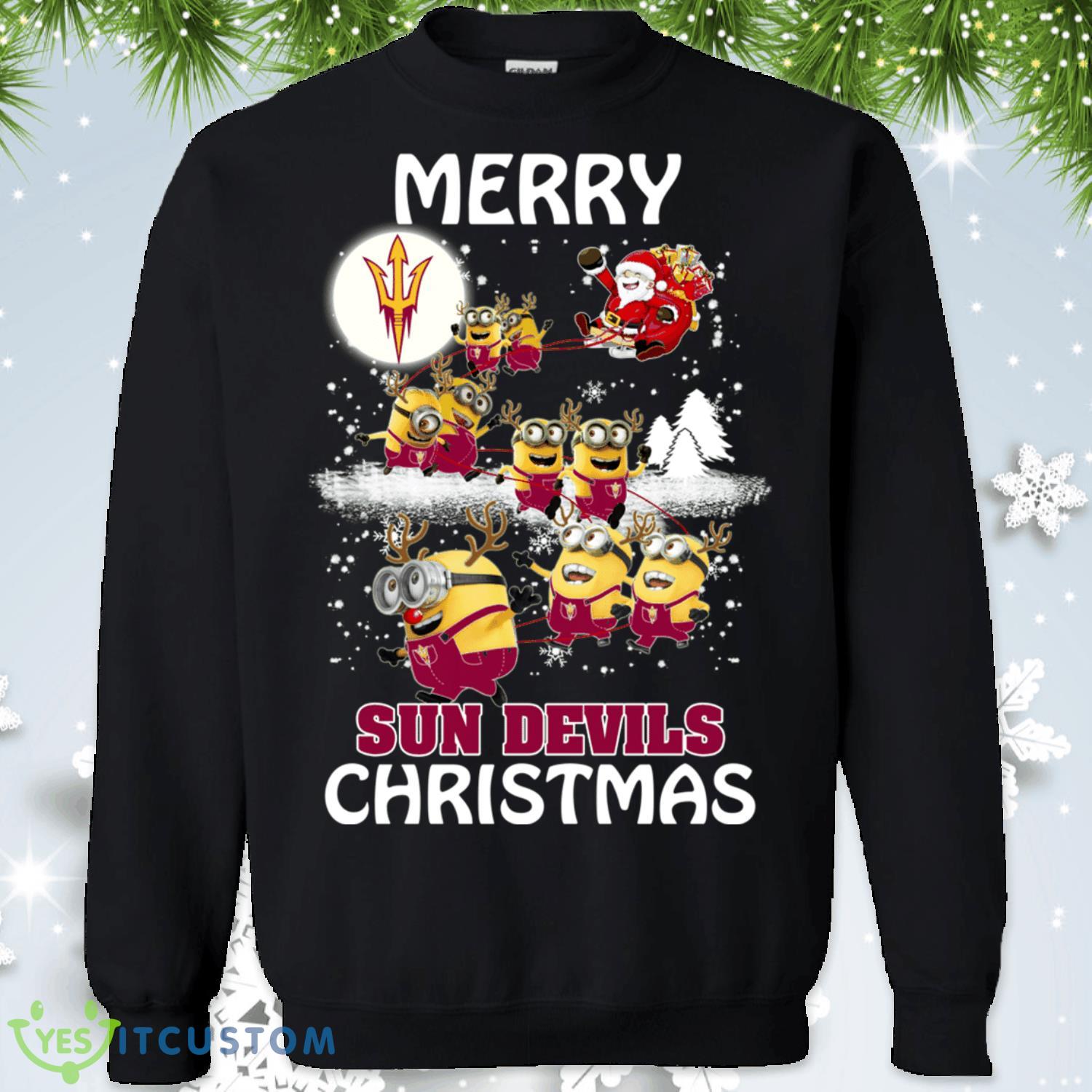 Arizona State Sun Devils Minions Santa Claus Christmas Sweatshirt Product Photo 1