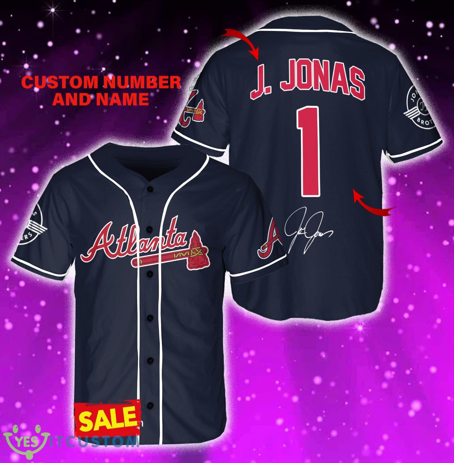 Atlanta Braves J. Jonas Jersey Baseball Shirt Navy Custom Number And Name 7 Atlanta Braves J. Jonas Jersey Baseball Shirt Navy Custom Number And Name - Atlanta Braves J. Jonas Baseball Jersey Navy_1