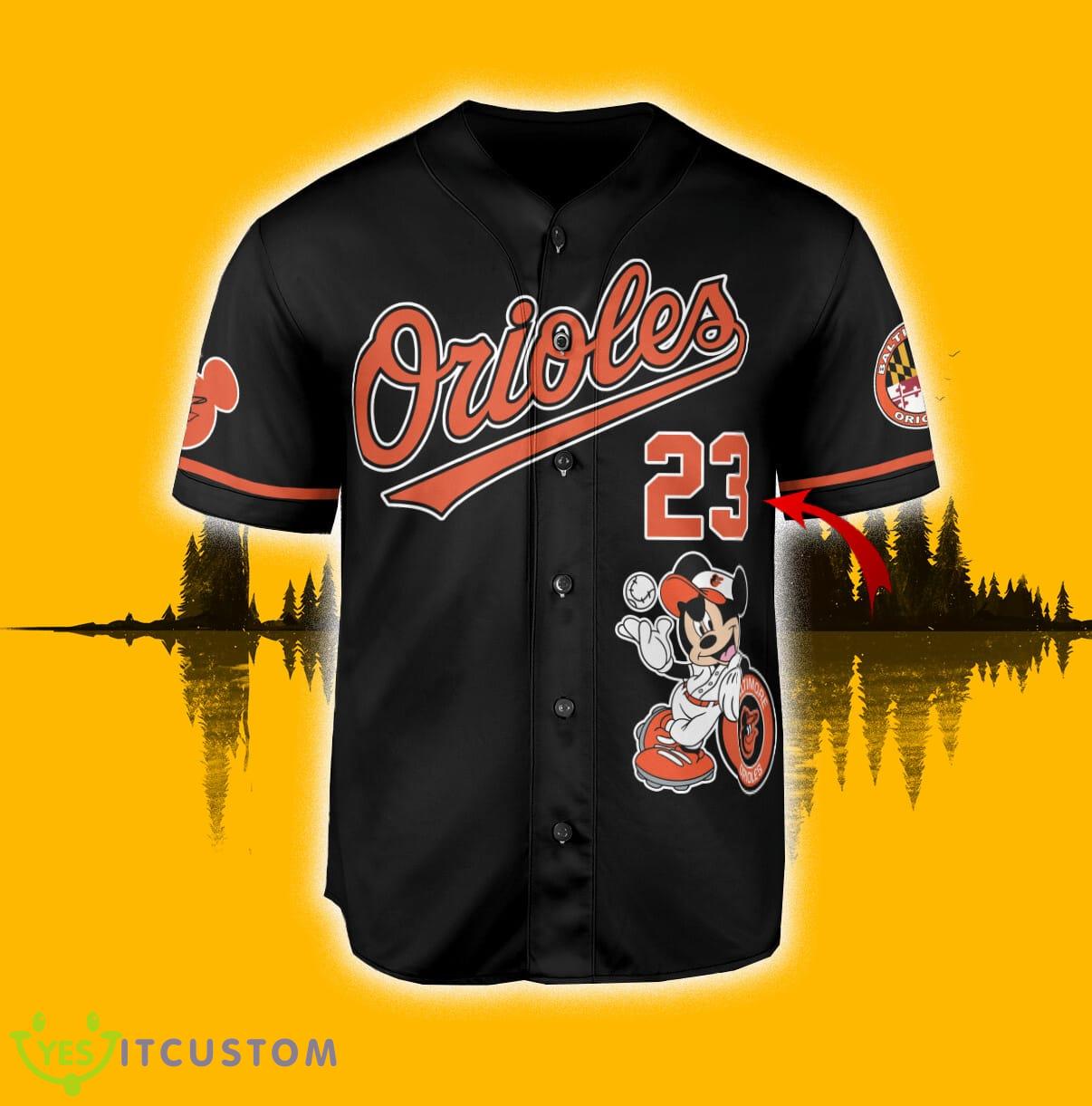 Baltimore Orioles Mickey Mouse x Baltimore Orioles Black Baseball Jersey Shirt Custom Number And Name - Baltimore Orioles Mickey Mouse x Baltimore Orioles Baseball Jersey Black_2