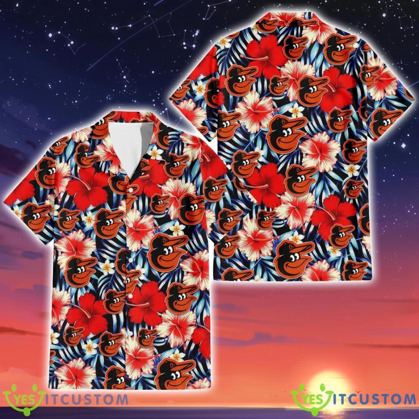 Baltimore Orioles Red Hibiscus Tropical Style Hawaiian Shirt Gift For Summer Product Photo 1
