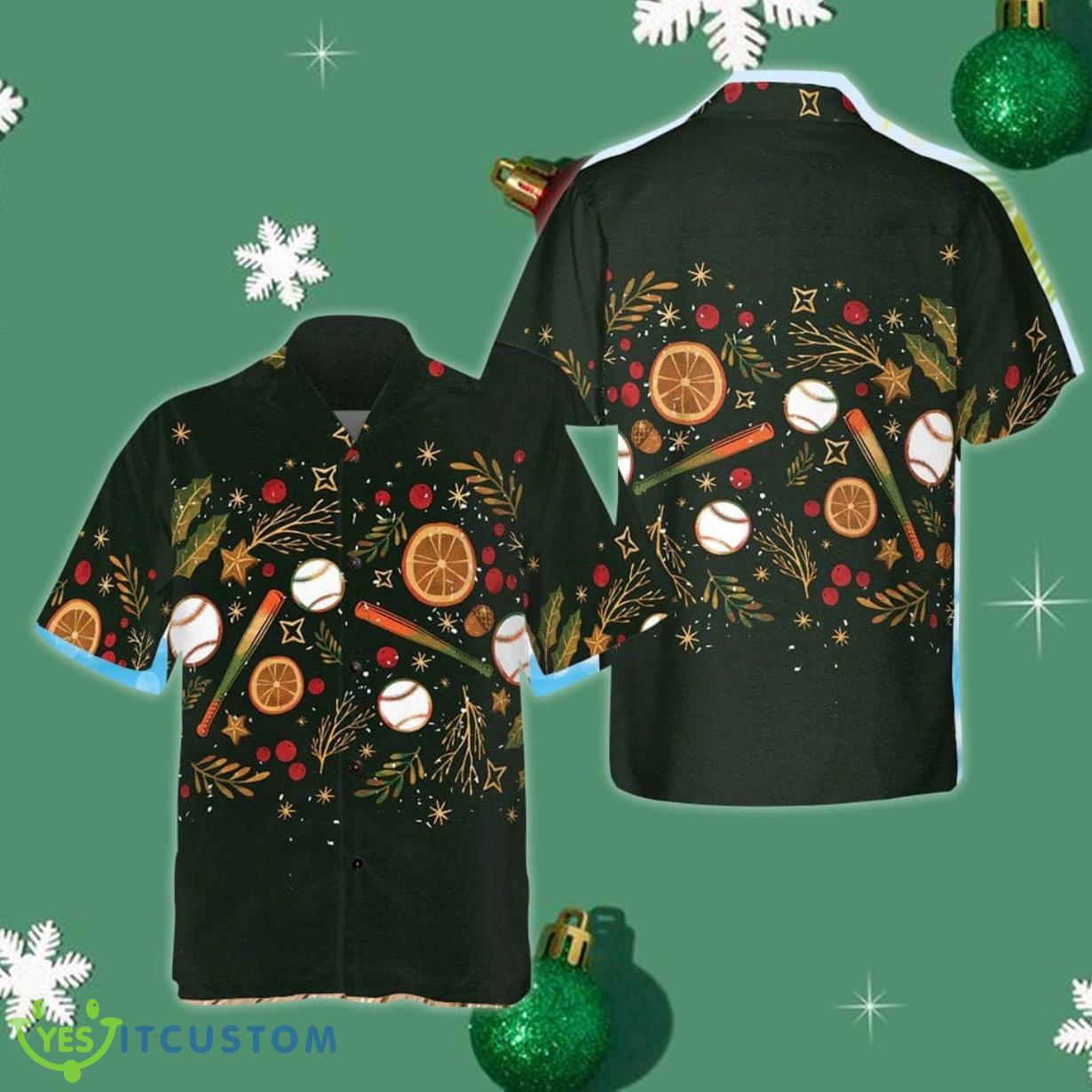 Baseball Christmas Hawaiian Shirt Xmas Button Up Shirt Gifts For Baseball Lovers Product Photo 1