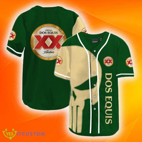 Beige Skull Dos Equis Baseball Jersey Shirt Gift For Men And Women - Beige Skull Dos Equis Baseball Jersey Shirt Gift For Men And Women