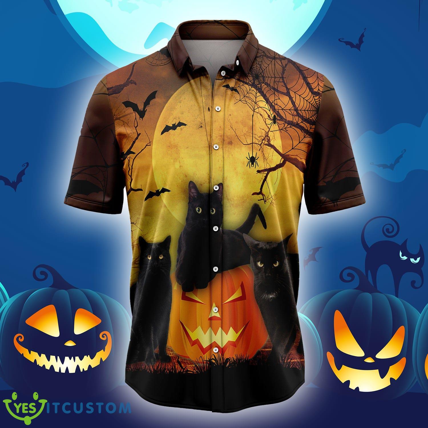 Black Cat Pumpkin New Style Hawaiian Shirt Gift For Men Women - Black Cat Pumpkin New Style Hawaiian Shirt Gift For Men Women