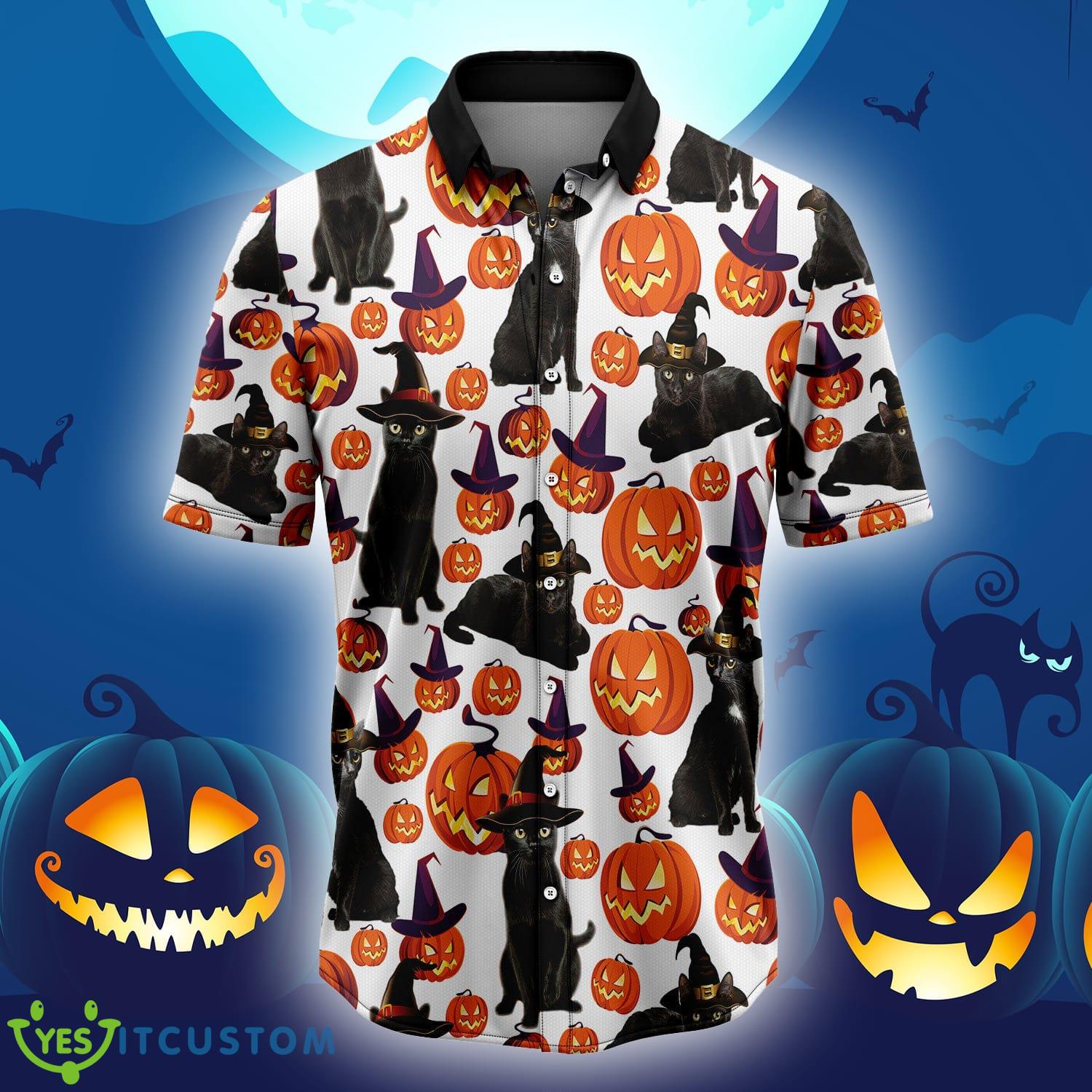 Black Cat Pumpkin Pattern New Style Hawaiian Shirt Gift For Men Women - Black Cat Pumpkin Pattern New Style Hawaiian Shirt Gift For Men Women