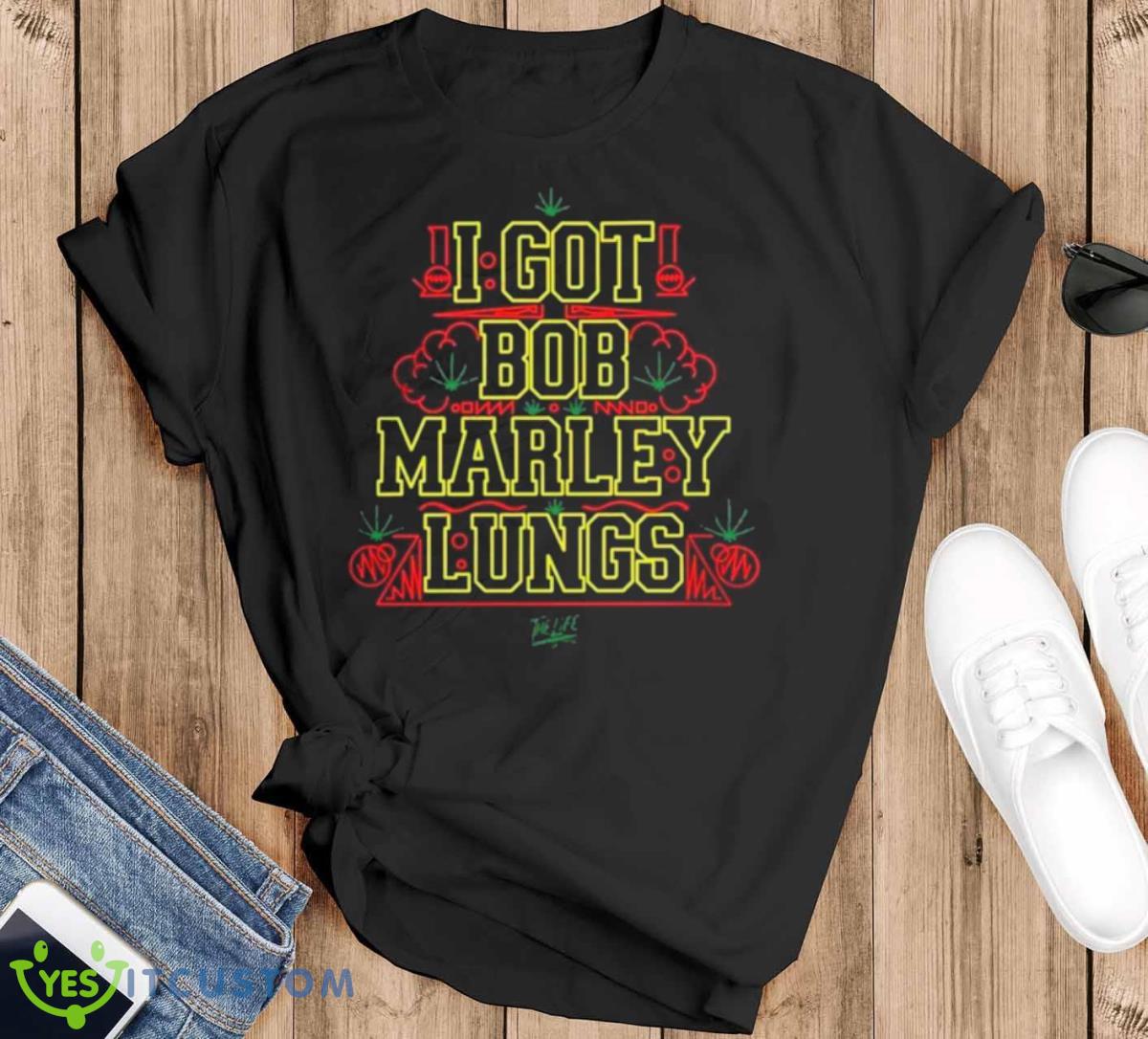 Bone Thugs N Harmony Merch Bob Marley Lungs T Shirt - Black T-Shirt