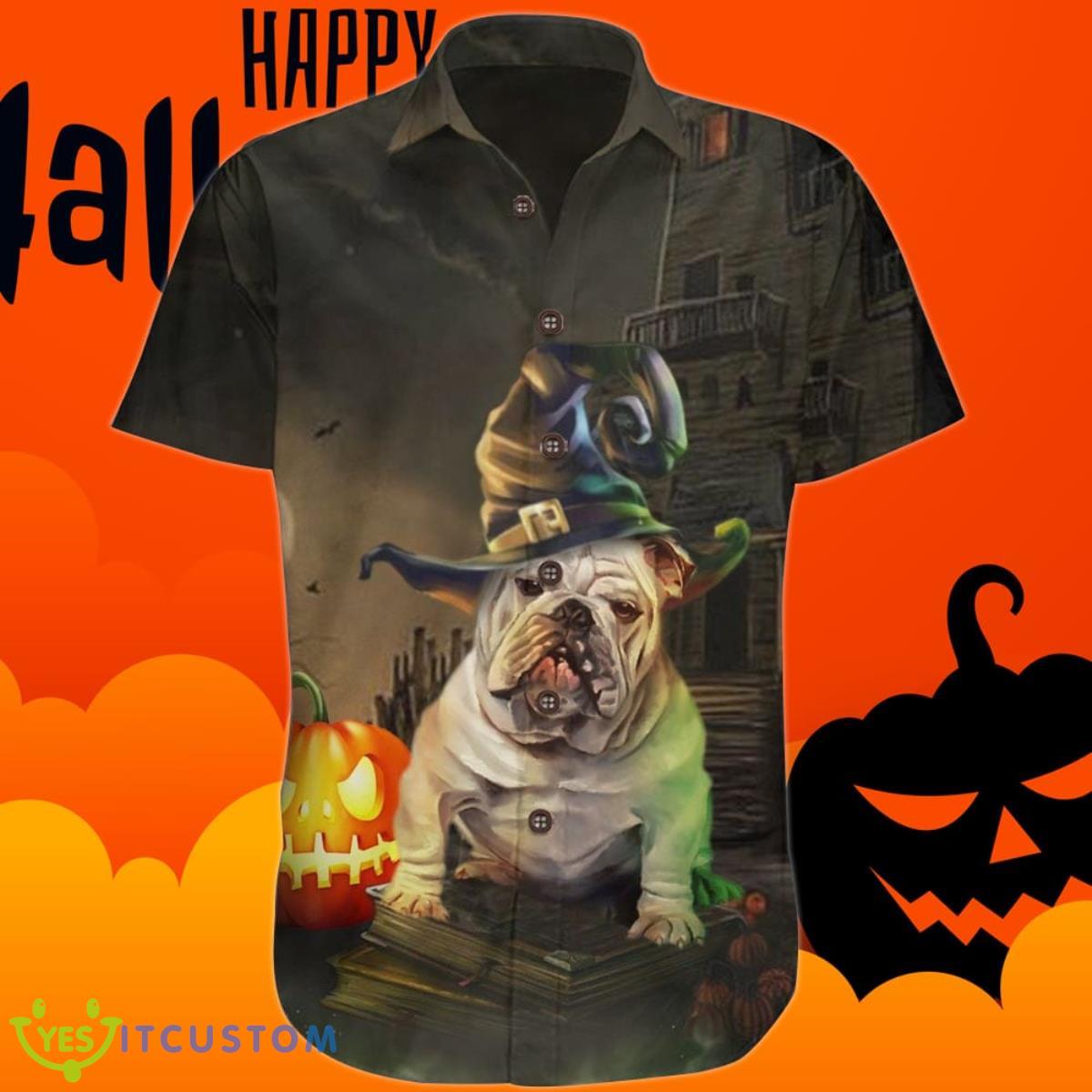 Bulldog Halloween Hawaiian Shirt Pumpkin Dog Graphic Apparel Halloween Gift For Boyfriend Product Photo 1