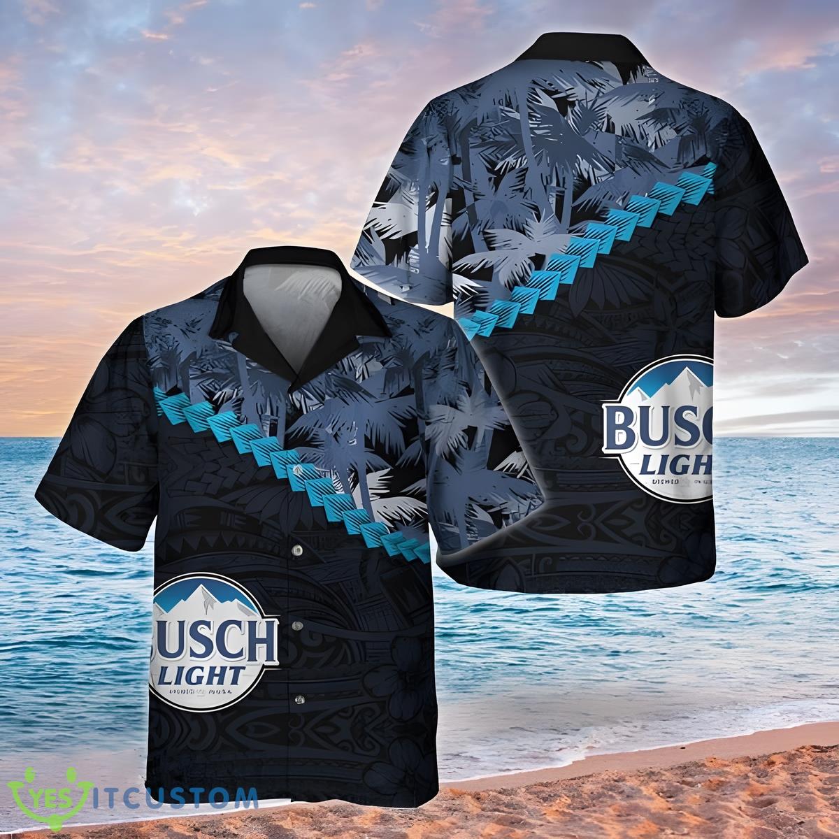 Busch Light Palm Tree Blend Polynesian Pattern Hawaiian Shirt For Summer 2 Busch Light Palm Tree Blend Polynesian Pattern Hawaiian Shirt For Summer - Busch Light Summer Palm Tree Blend Polynesian Pattern Hawaiian Shirt