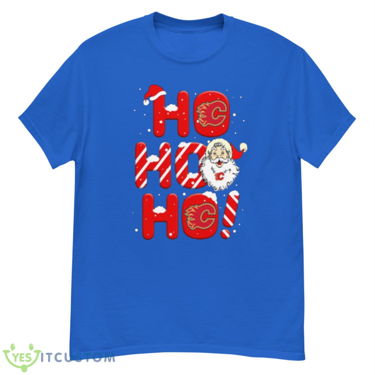Calgary Flames NHL Hockey Ho Ho Ho Santa Claus Merry Christmas Shirt T Shirt 4 Calgary Flames NHL Hockey Ho Ho Ho Santa Claus Merry Christmas Shirt T Shirt - G500 Men’s Classic T-Shirt