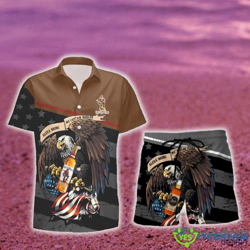 Captain Morgan Eagle American Flag Gift Hawaiian Set Shirt And Short Summer Beach - Captain Morgan Eagle American Flag Hawaiian Shirt And Short_1