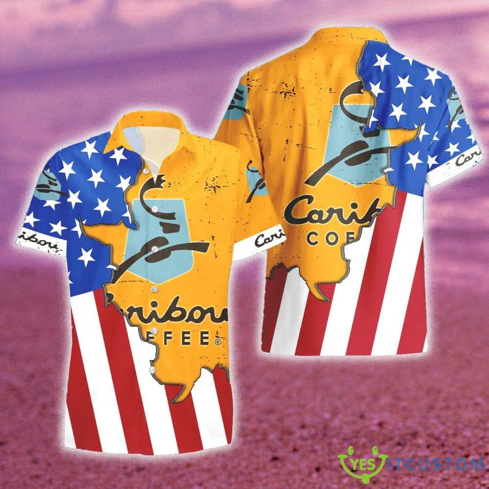 Caribou Coffee USA Flag Aloha Summer Beach Hawaiian Combo Shirt And Short Gift Hawaiian For Mens - Caribou Coffee USA Flag Aloha Summer Beach Hawaiian Shirt And Short_1