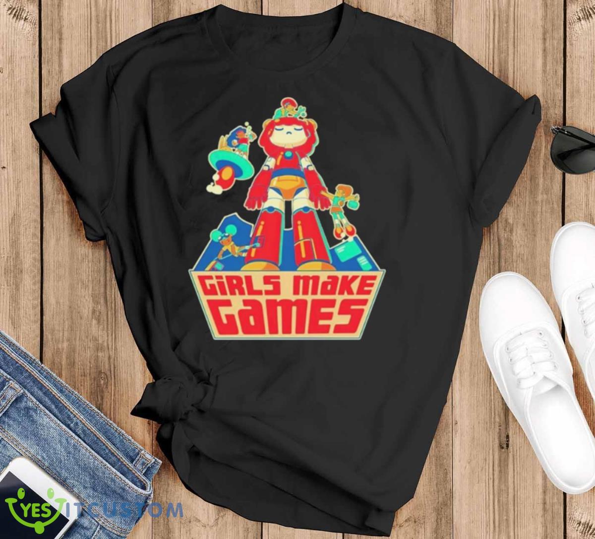 Castpixel Girls Make Games Shirt - Black T-Shirt