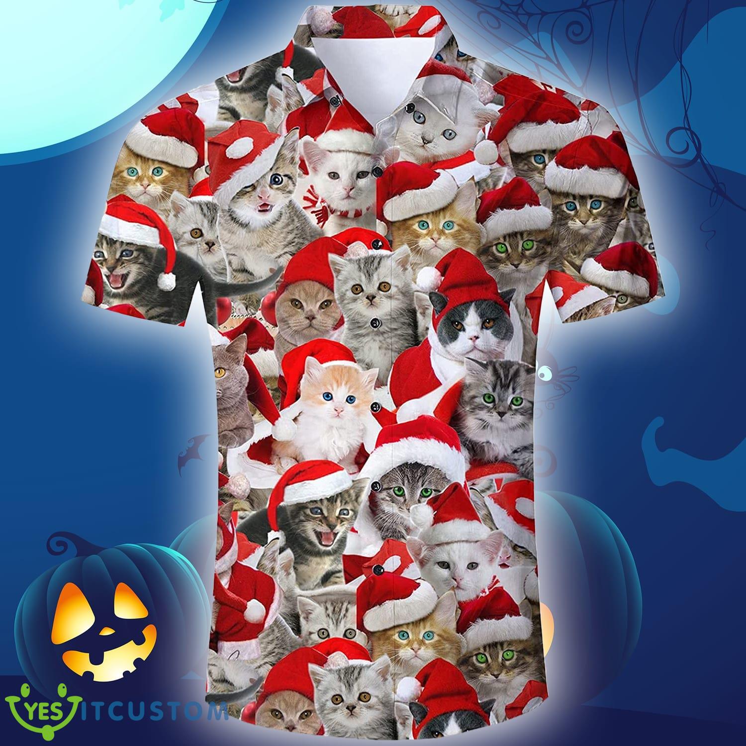 Cat Christmas Funny Hawaiian Shirt Gift For Men Women - Cat Christmas Funny Hawaiian Shirt Gift For Men Women_1