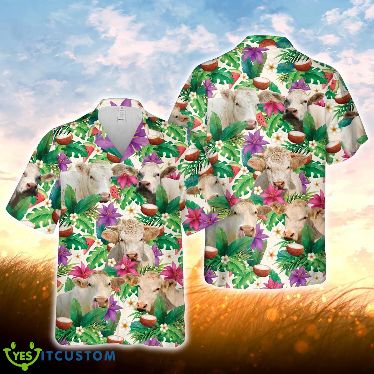 Charolais Summer Floral 3D Hawaiian Shirt For Men Women Product Photo 1