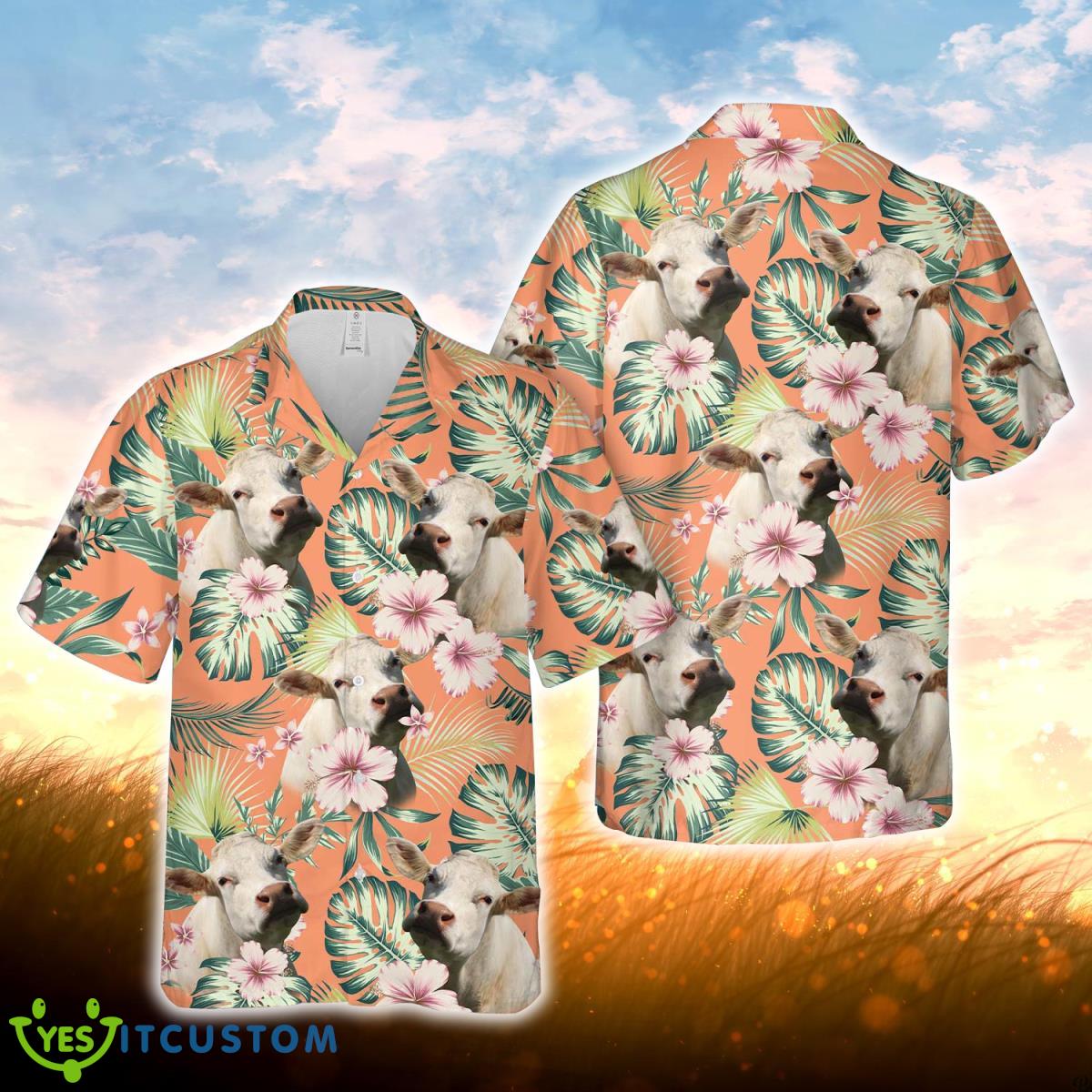 Charolais Summer Happiness Floral Farm 3D Hawaiian Shirt For Men Women Product Photo 1