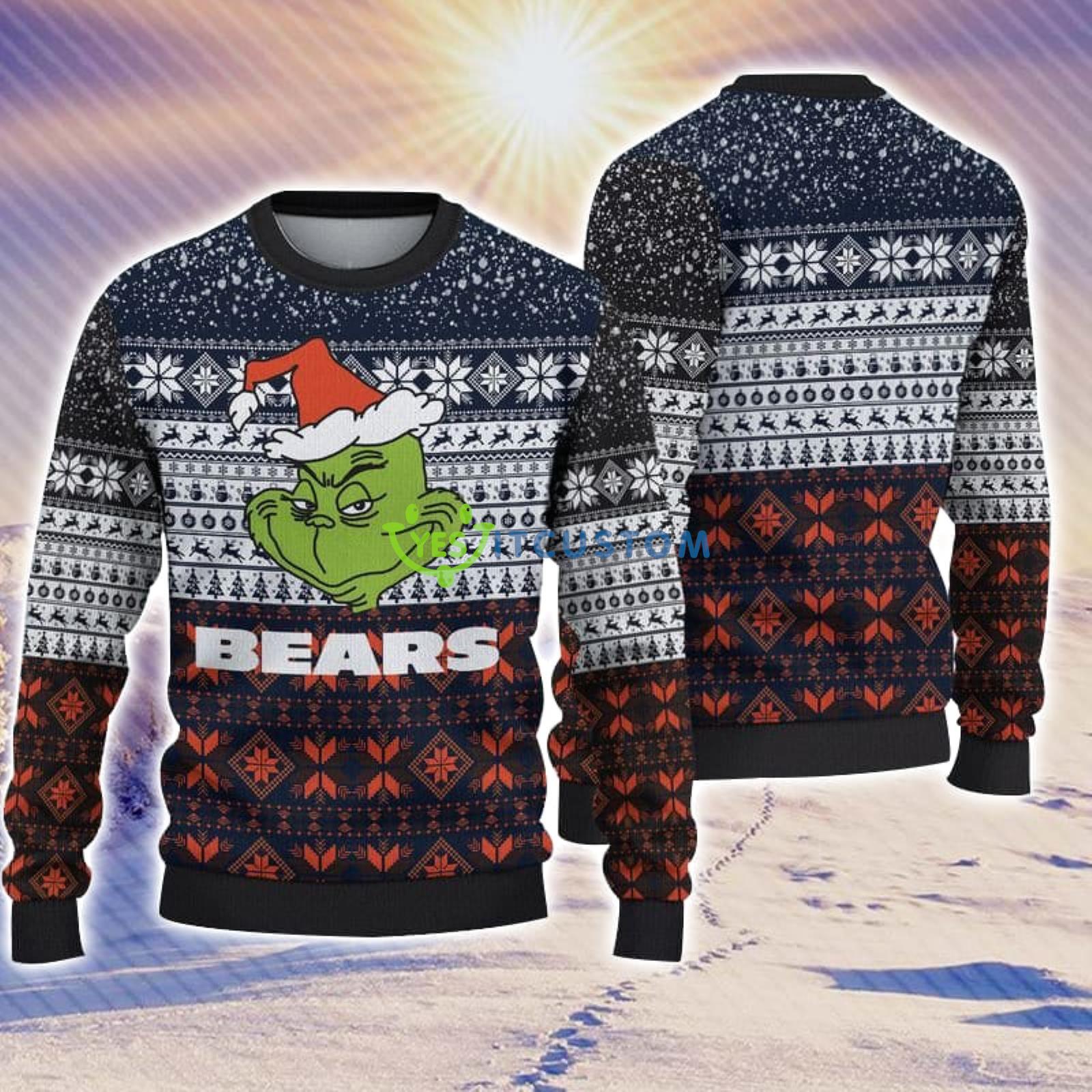 Chicago Bears Christmas Grinch Sweater For Fans 3 Chicago Bears Christmas Grinch Sweater For Fans Product Photo 1