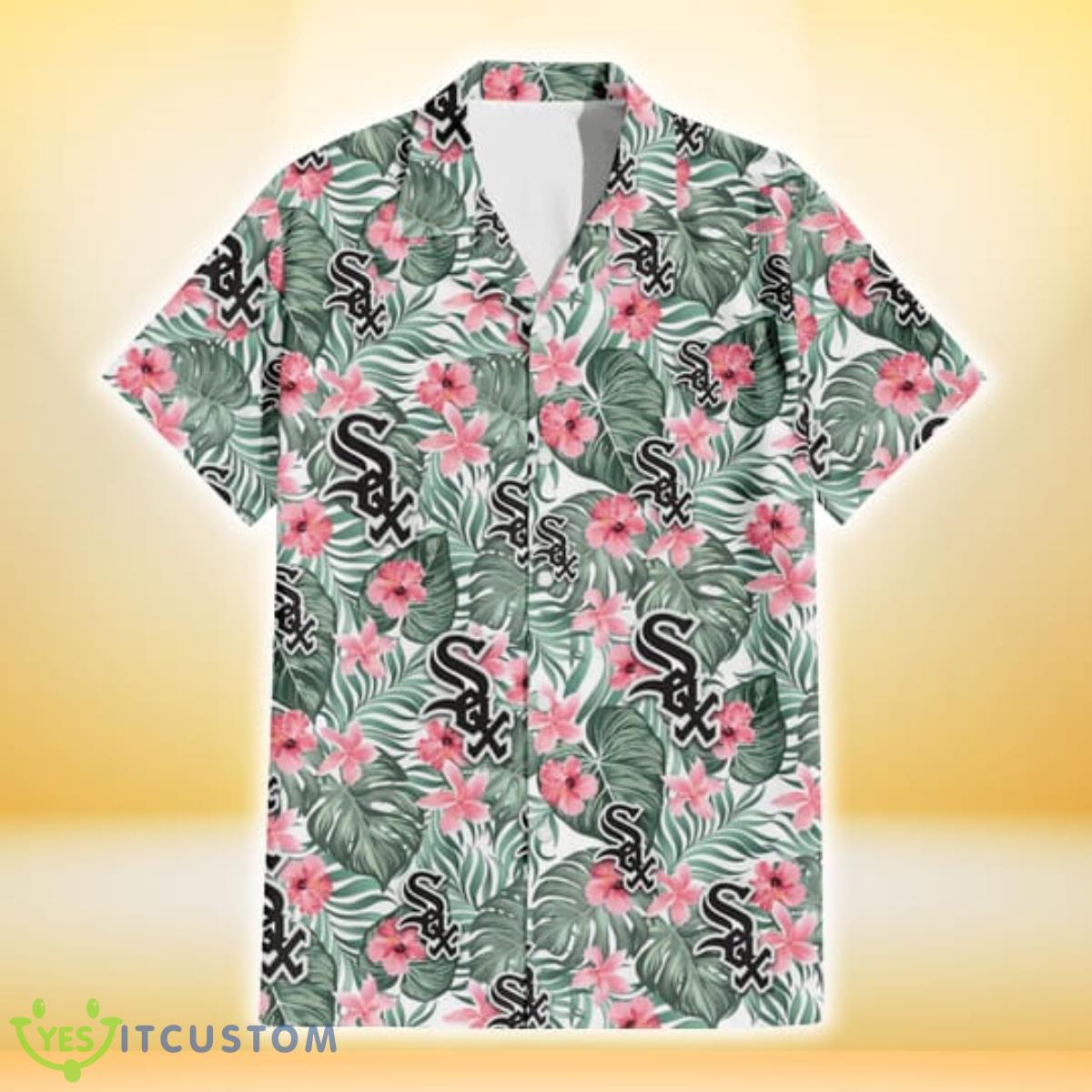 Chicago White Sox Pink Hibiscus Porcelain Flower Tropical Leaf White Background 3D Hawaiian Shirt Gift For Fans 7 Chicago White Sox Pink Hibiscus Porcelain Flower Tropical Leaf White Background 3D Hawaiian Shirt Gift For Fans Product Photo 2